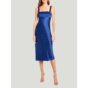 Amanda Uprichard Hayley 100% Silk Midi Dress Electric blue Size S Evening Wear